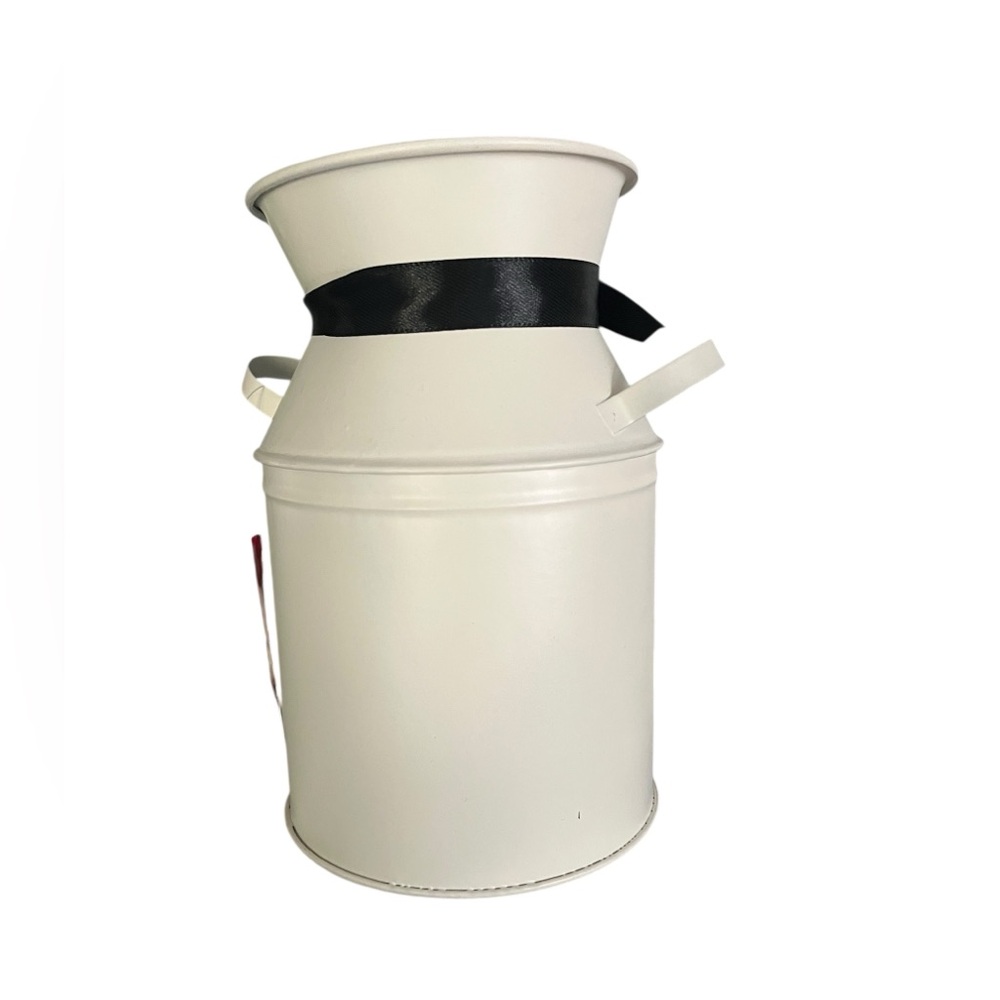 Festive Holiday Milk Can with Black Ribbon - Picture 3 of 6